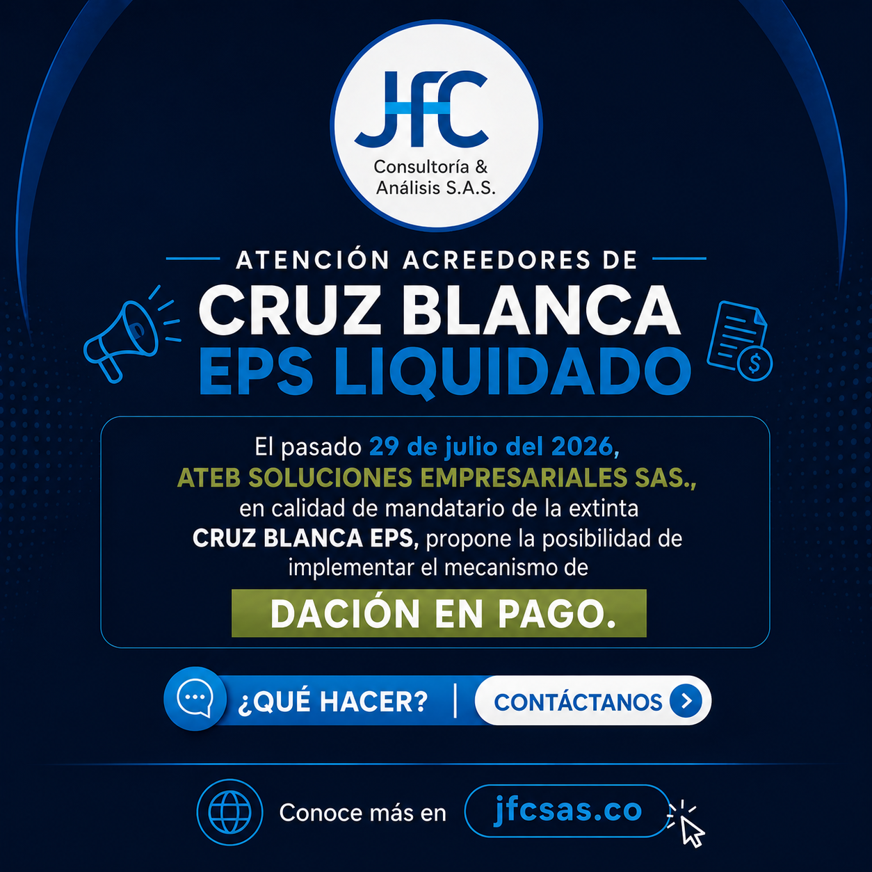 Atención acreedores Cruz Blanca EPS Liquidada